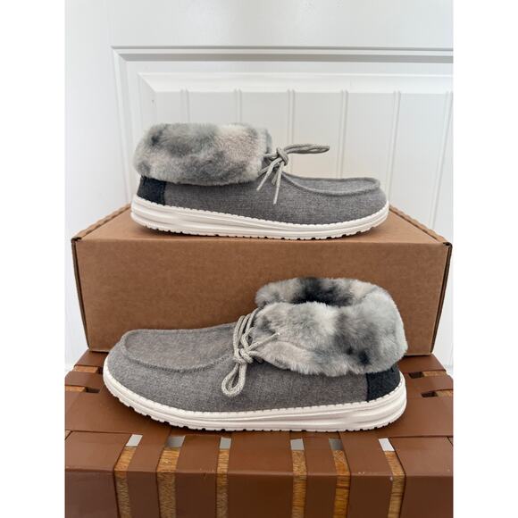 Hey Dude Britt Sunset Smoke Fur Lined Slip On Shoes Womens Size 11 Gray main image 7